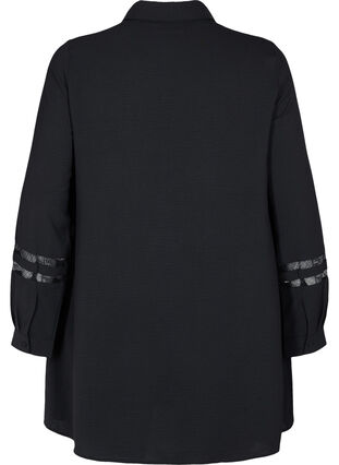 Langes Shirt mit Spitzendetails, Black, Packshot image number 1