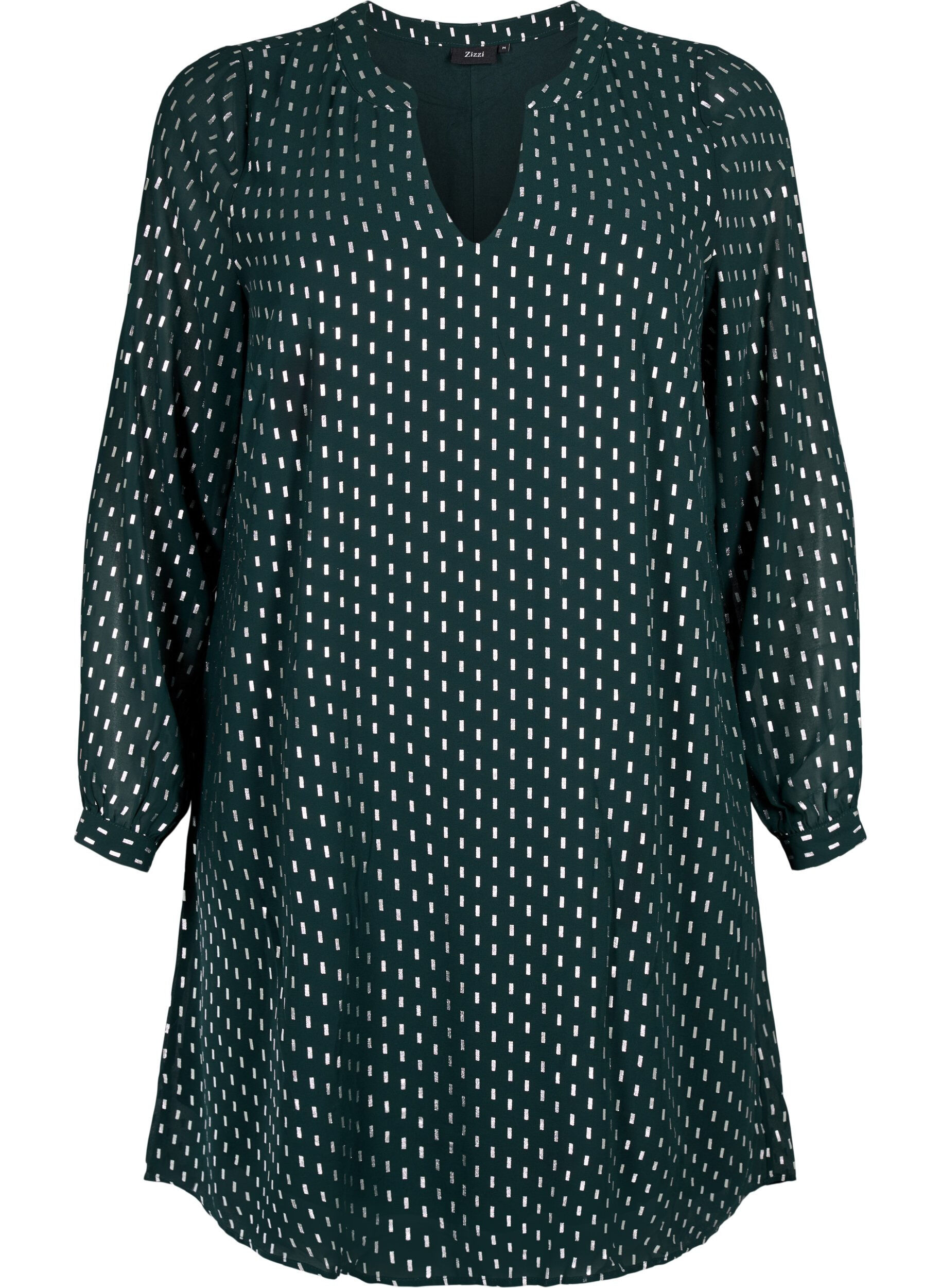 Zizzi Lang&auml;rmeliges Kleid mit Foliendruck, Scarab w. Silver, Packshot image number 0