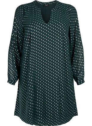Langärmeliges Kleid mit Foliendruck, Scarab w. Silver, Packshot image number 0