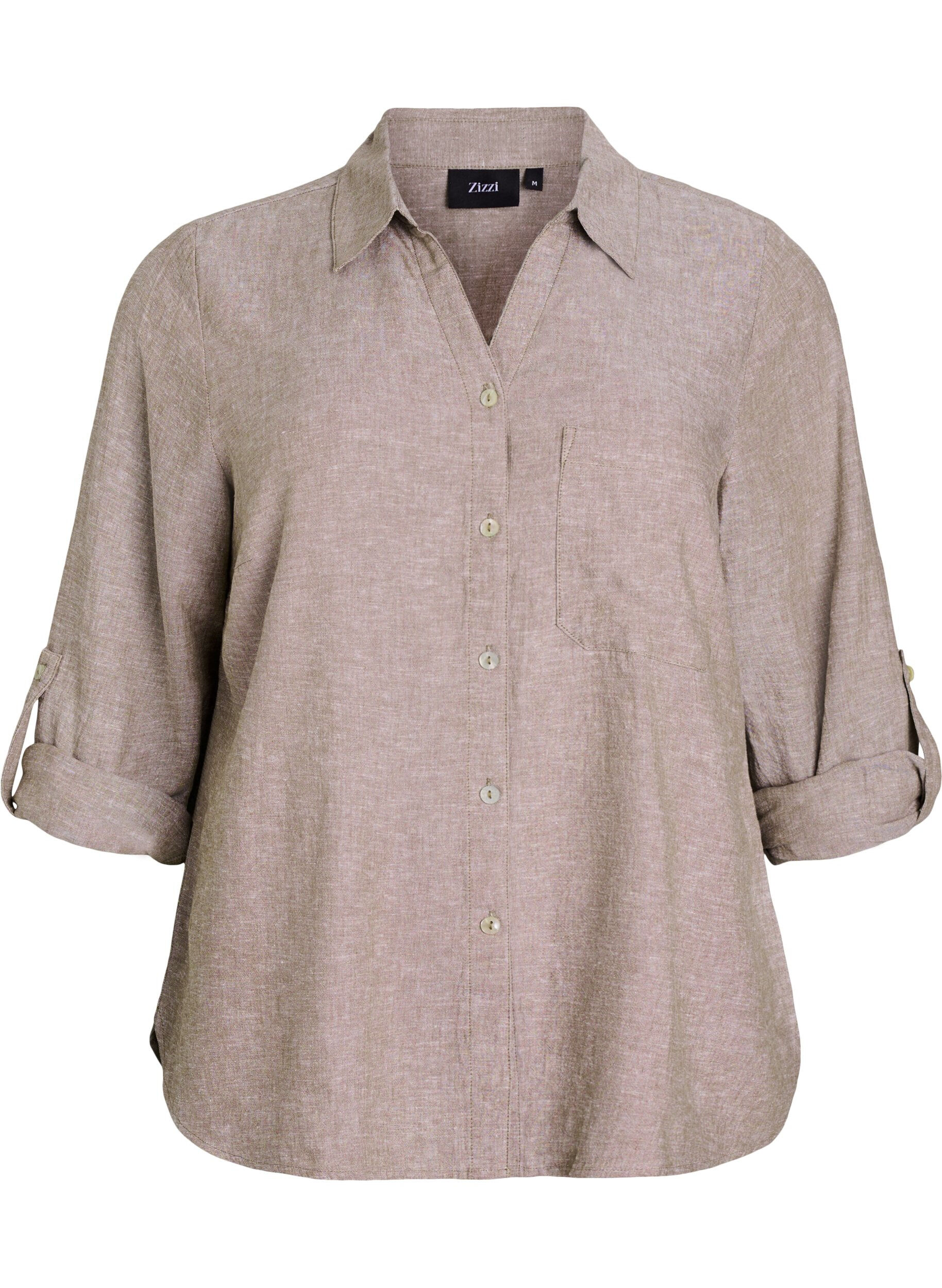 Bluse aus Leinen und Viskose mit 3/4-&Auml;rmeln