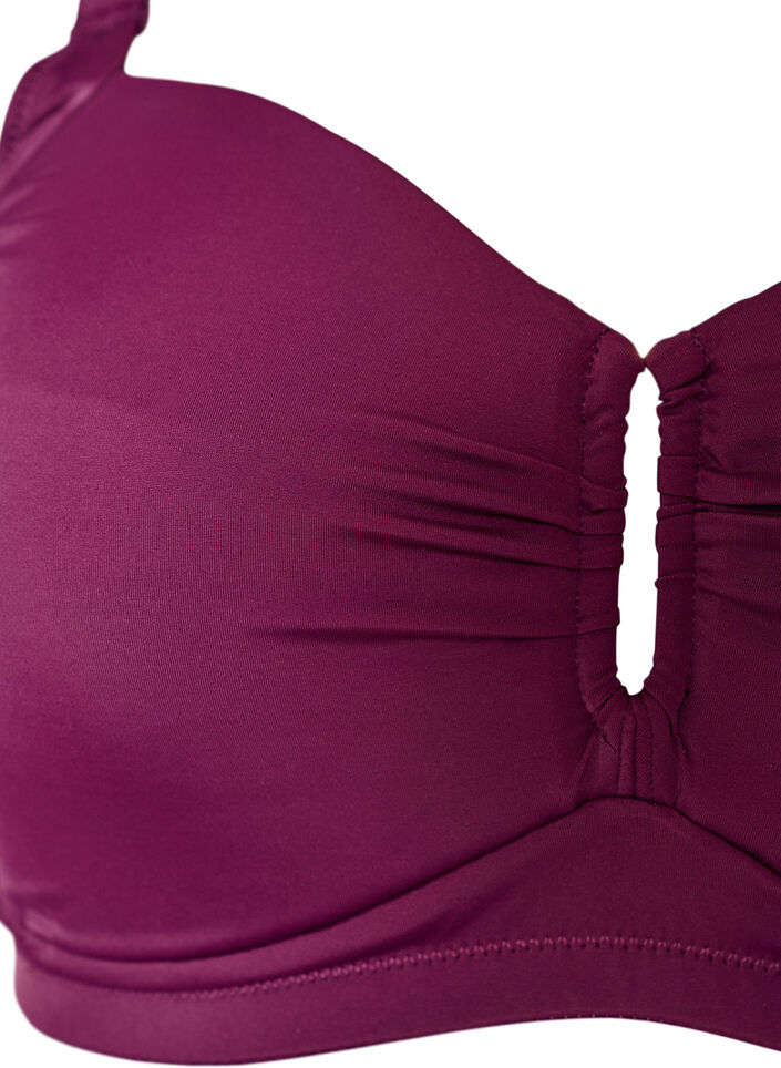 Gepolstertes Bikini Top mit Ringdetail, Lila, Packshot image number 2