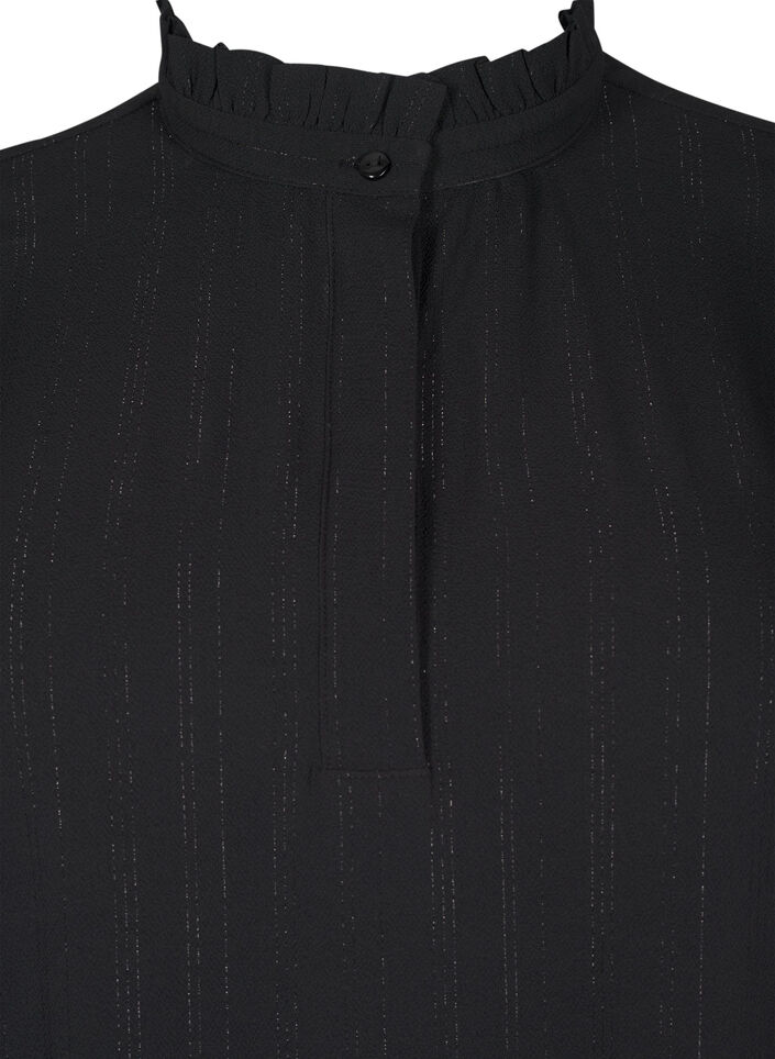 Kurzes Kleid mit R&uuml;schen und Glitzer , Schwarz, Packshot image number 2