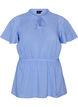 Baumwollbluse mit Bindeband und elastischer Taille, Blau, Packshot image number 0