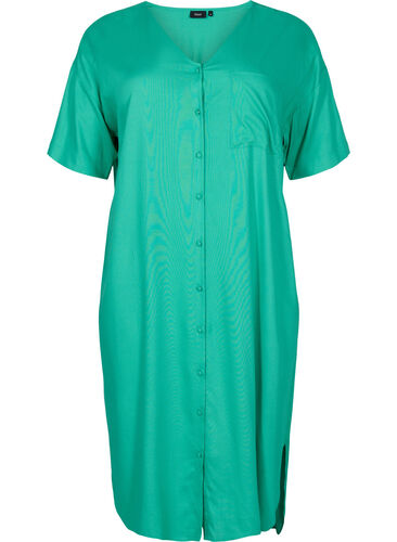 Kurzärmeliges Hemdkleid aus Viskose, Holly Green, Packshot image number 0