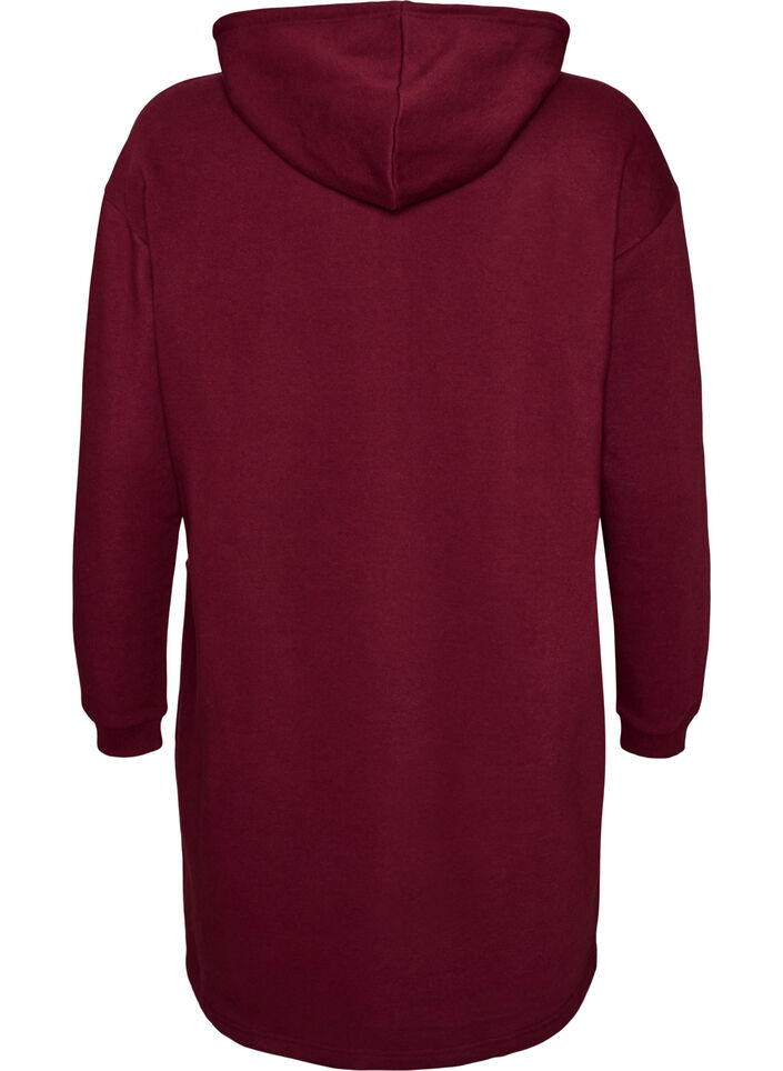 Langer Cardigan mit Kapuze und Rei&szlig;verschluss, Rot, Packshot image number 1