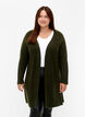 Lange Strickjacke aus Rippenstrick, Forest Night Mel., Model image number 0