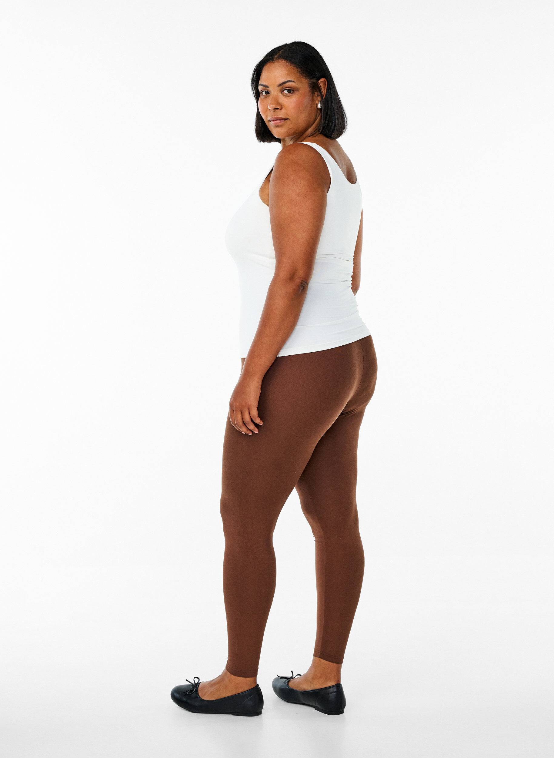 Zizzi Basic Leggings aus Viskose, Braun, Model image number 2