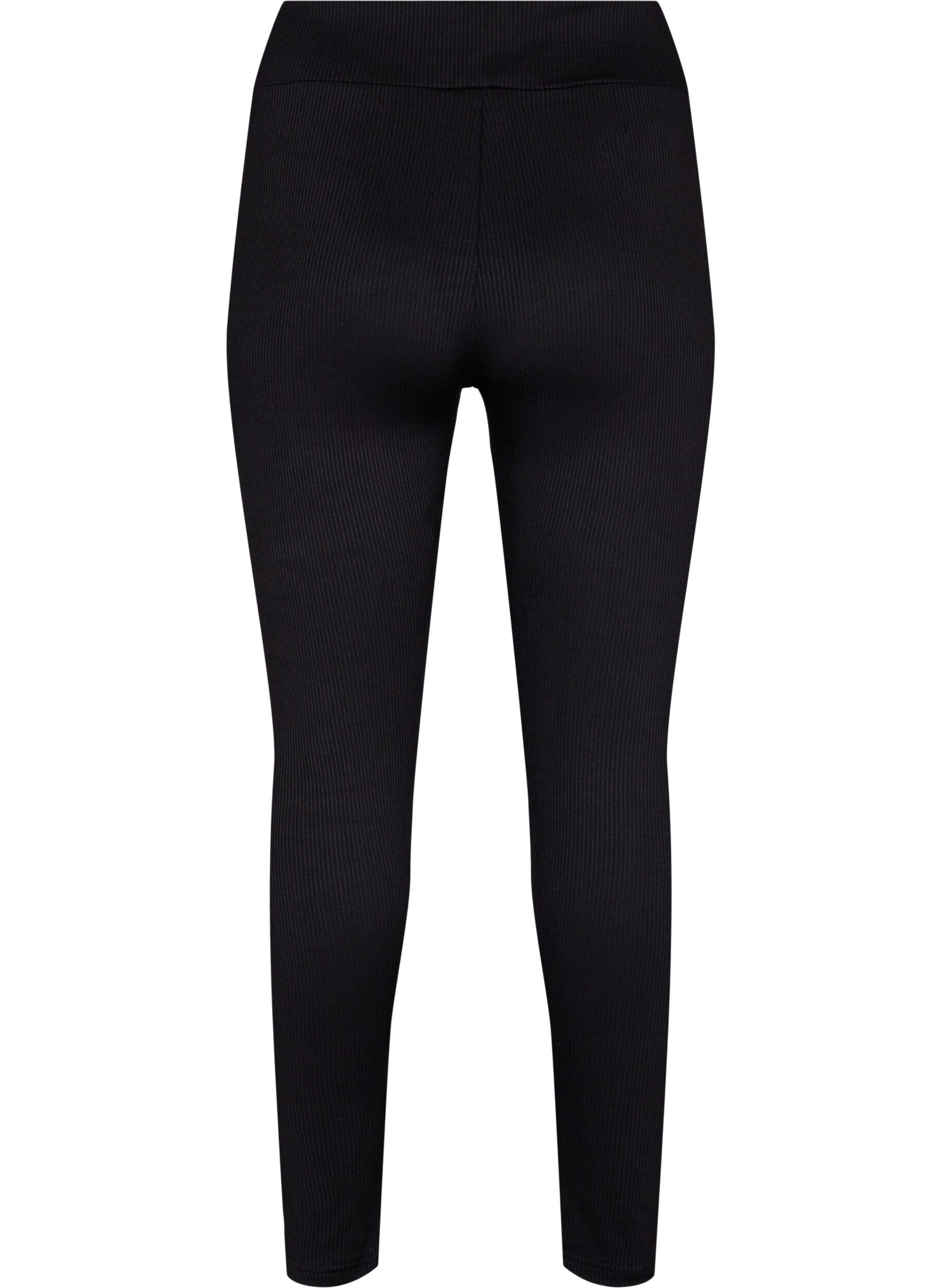 Zizzi Leggings mit Stretch Rippstruktur, Black, Packshot image number 1