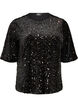 Bluse mit Pailletten und ellenbogenlangen &Auml;rmeln, Schwarz, Packshot image number 0