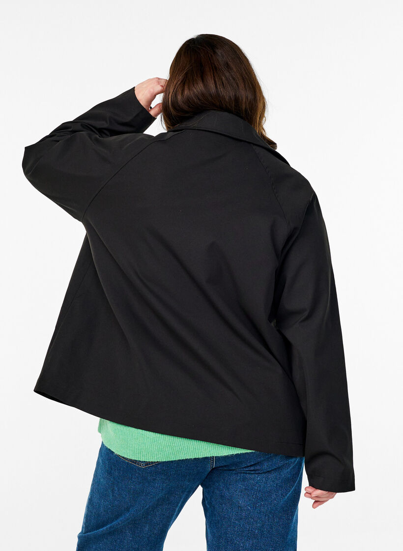 Kurzer Trenchcoat mit Taschen, Schwarz, Model image number 2