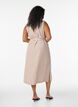 &Auml;rmelloses gestreiftes Midikleid aus Leinen und Viskose, Beige, Model image number 1