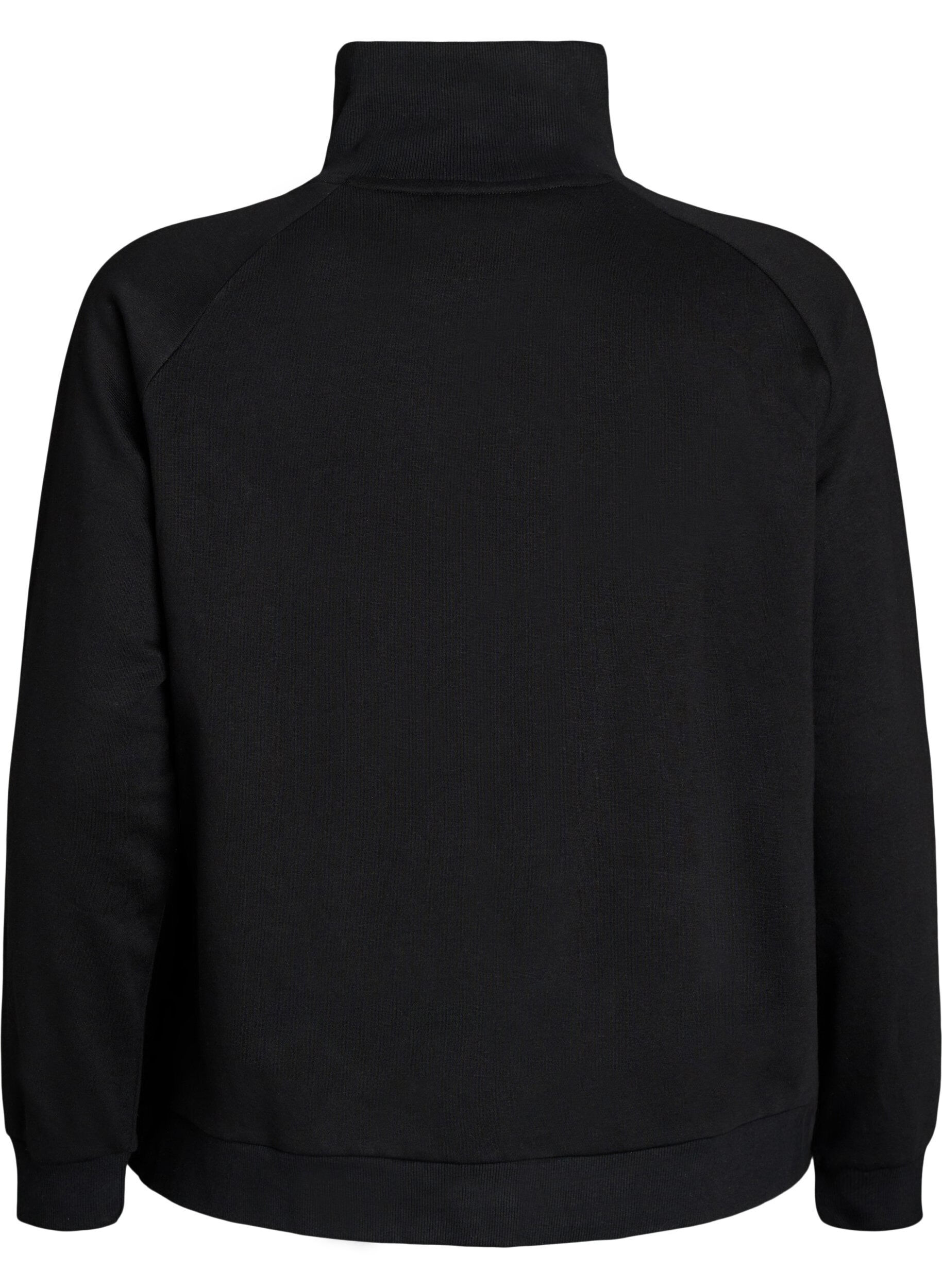 ZizziSweatjacke mit hohem Kragen und Rei&szlig;verschluss, Schwarz, Packshot image number 1