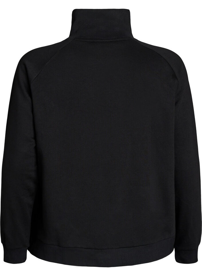 Sweatjacke mit hohem Kragen und Rei&szlig;verschluss, Schwarz, Packshot image number 1