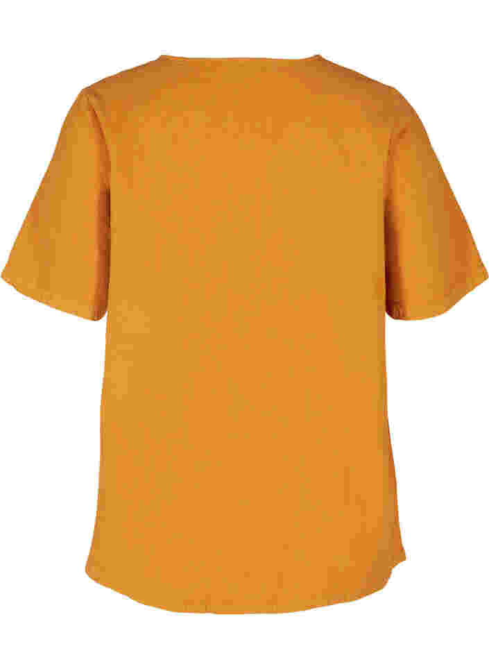 Kurzarm Bluse aus Baumwolle, Buckthorn Brown, Packshot image number 1