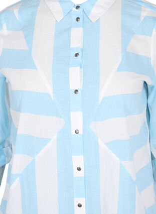 gestreiftes Baumwollhemd mit 3/4 Ärmeln, Blue Bell Stripe, Packshot image number 2