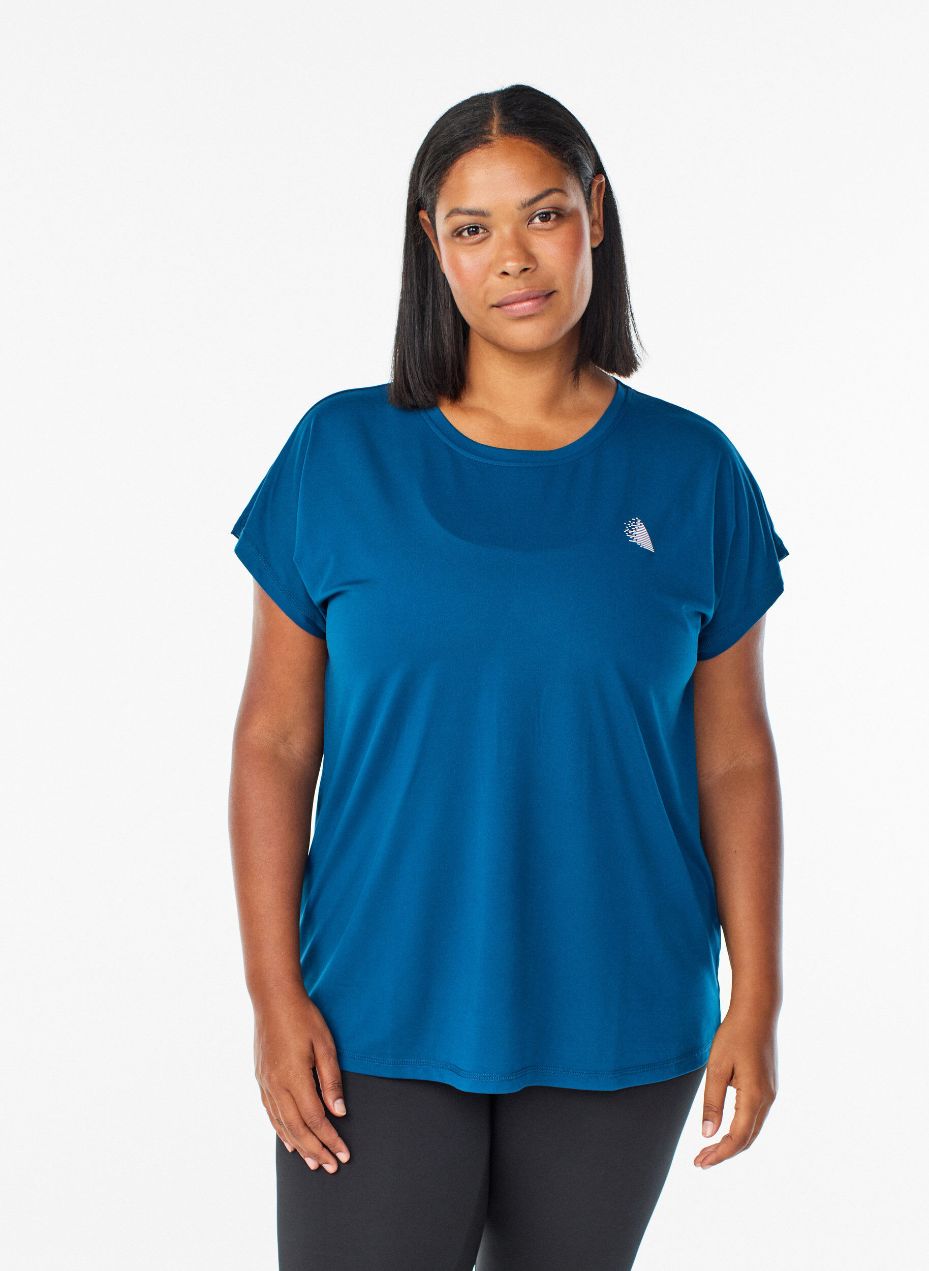 ZizziEinfarbiges Trainings-T-Shirt, Blau, Model image number 0