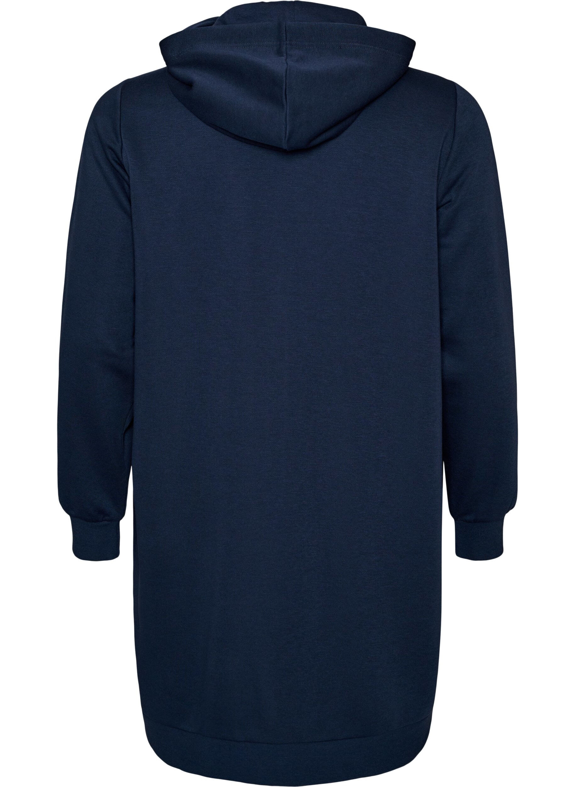 ZizziLanger Hoodie mit Rei&szlig;verschluss und Taschen, Blau, Packshot image number 1