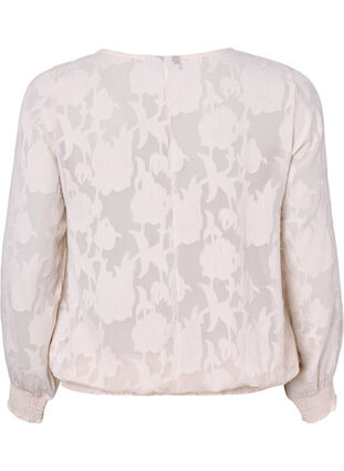  Jacquard-Bluse mit Smock-Muster, Warm Off-white, Packshot image number 1