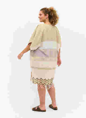 Gestreiftes Strandkleid aus Baumwolle mit Fransen, Sand As Sample, Model image number 1