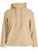 Hoodie aus Fleece mit hohem Kragen und aufgesticktem Text, Beige, Packshot image number 0