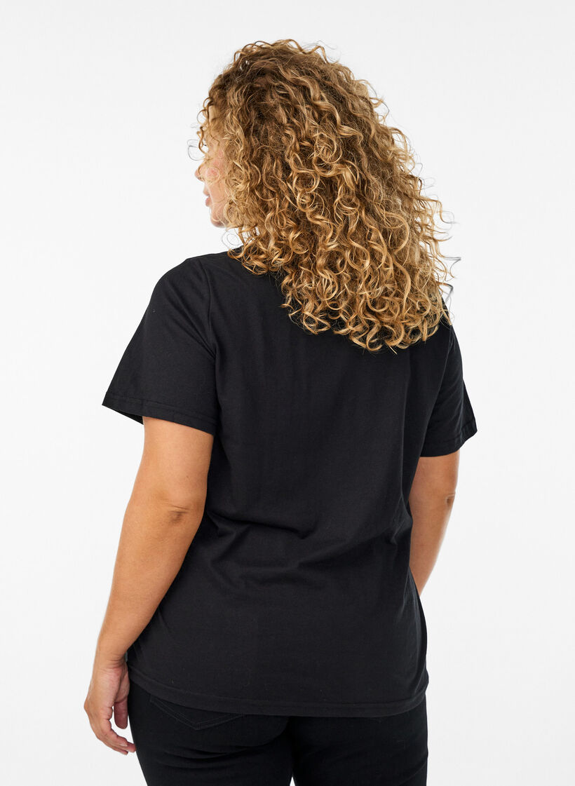 T-Shirt mit Print, Schwarz, Model image number 2