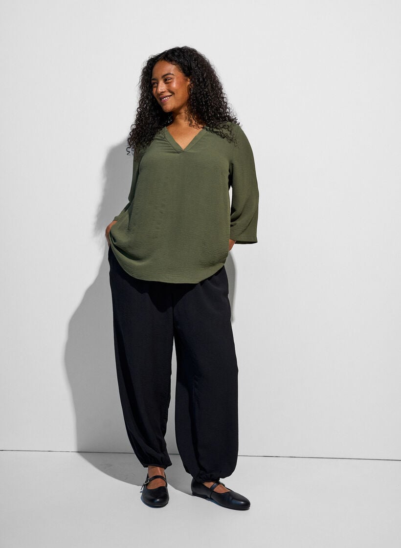 Bluse mit 3/4-&Auml;rmeln, Gr&uuml;n, Model image number 1