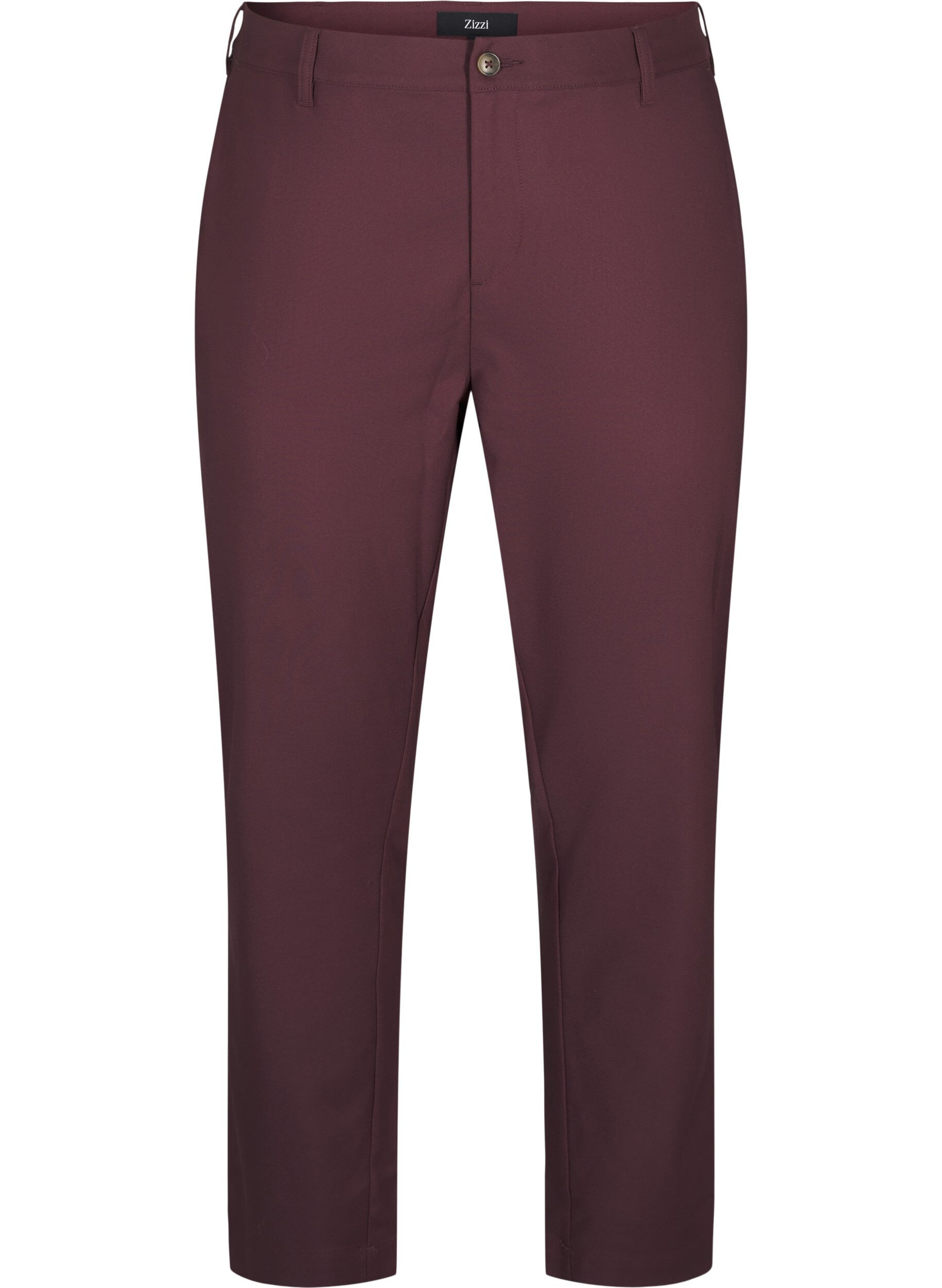 Zizzi Hose mit hohem Bund und geradem Bein, Dunkles Bordeaux, Packshot image number 0