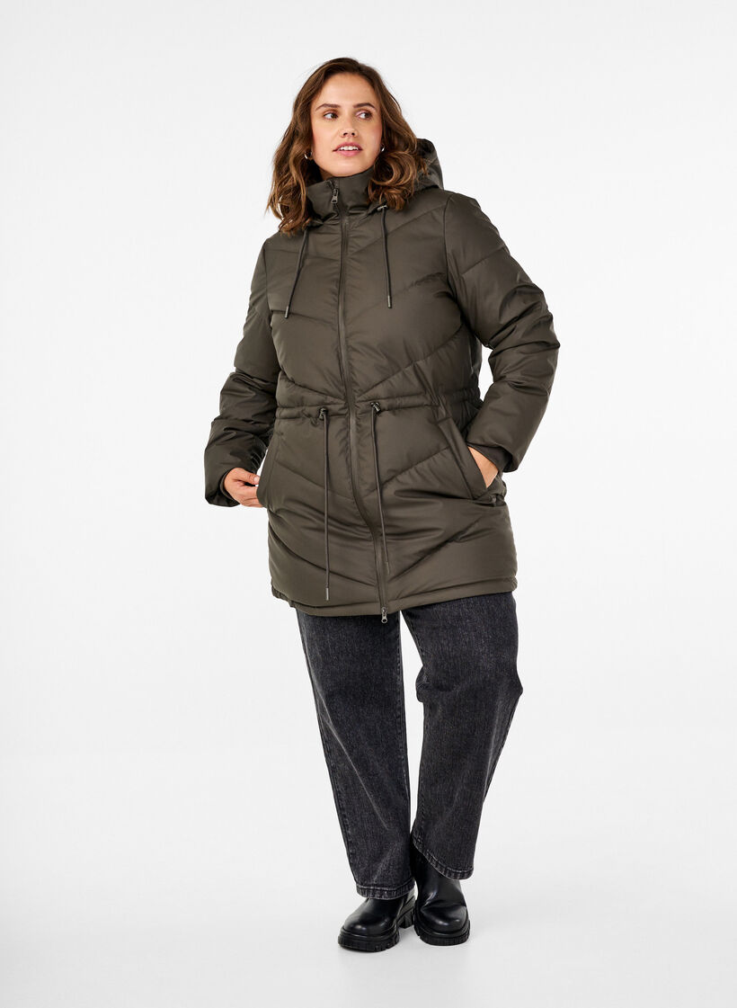 Wasserabweisende Steckenjacke mit Kapuze, Braun, Model image number 1