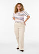 Ripp-T-Shirt mit Streifen und Knopfdetail, lila, Model image number 1