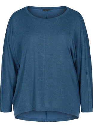 Einfarbige Bluse mit langen Ärmeln, Dark Blue, Packshot image number 0