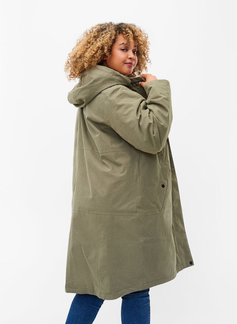 Wasserdichte Jacke mit abnehmbarer Kapuze, Dusty Olive, Model image number 1