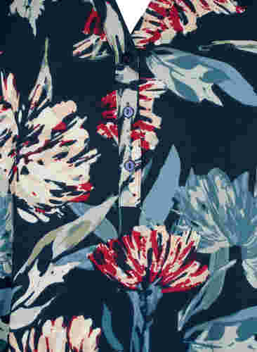 Geblümte Bluse mit 3/4-Ärmeln, Navy Flower, Packshot image number 2