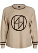 Pullover mit Logo und Kontraststreifen, Beige, Packshot image number 0