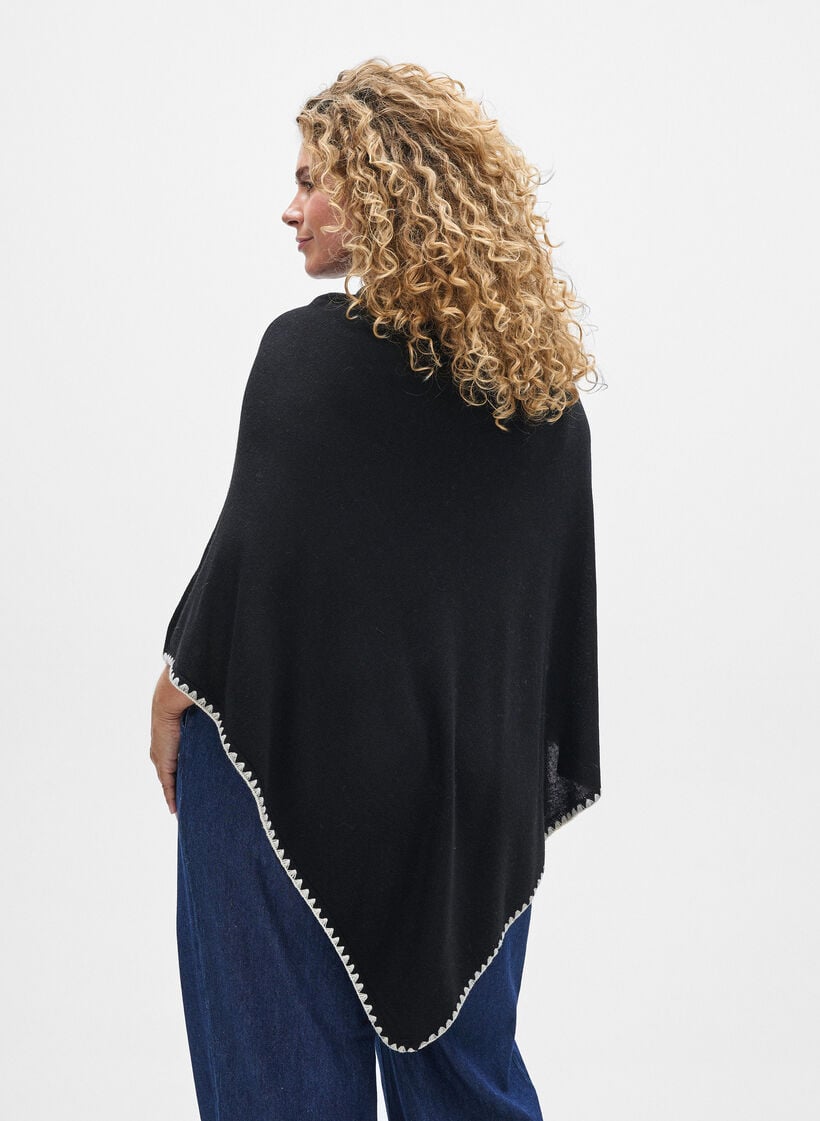 Feinstrickponcho, Schwarz, Model image number 2
