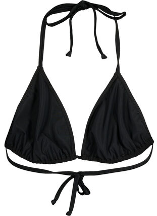 Triangel-Bikini-BH mit Kreppstruktur, Black, Packshot image number 1