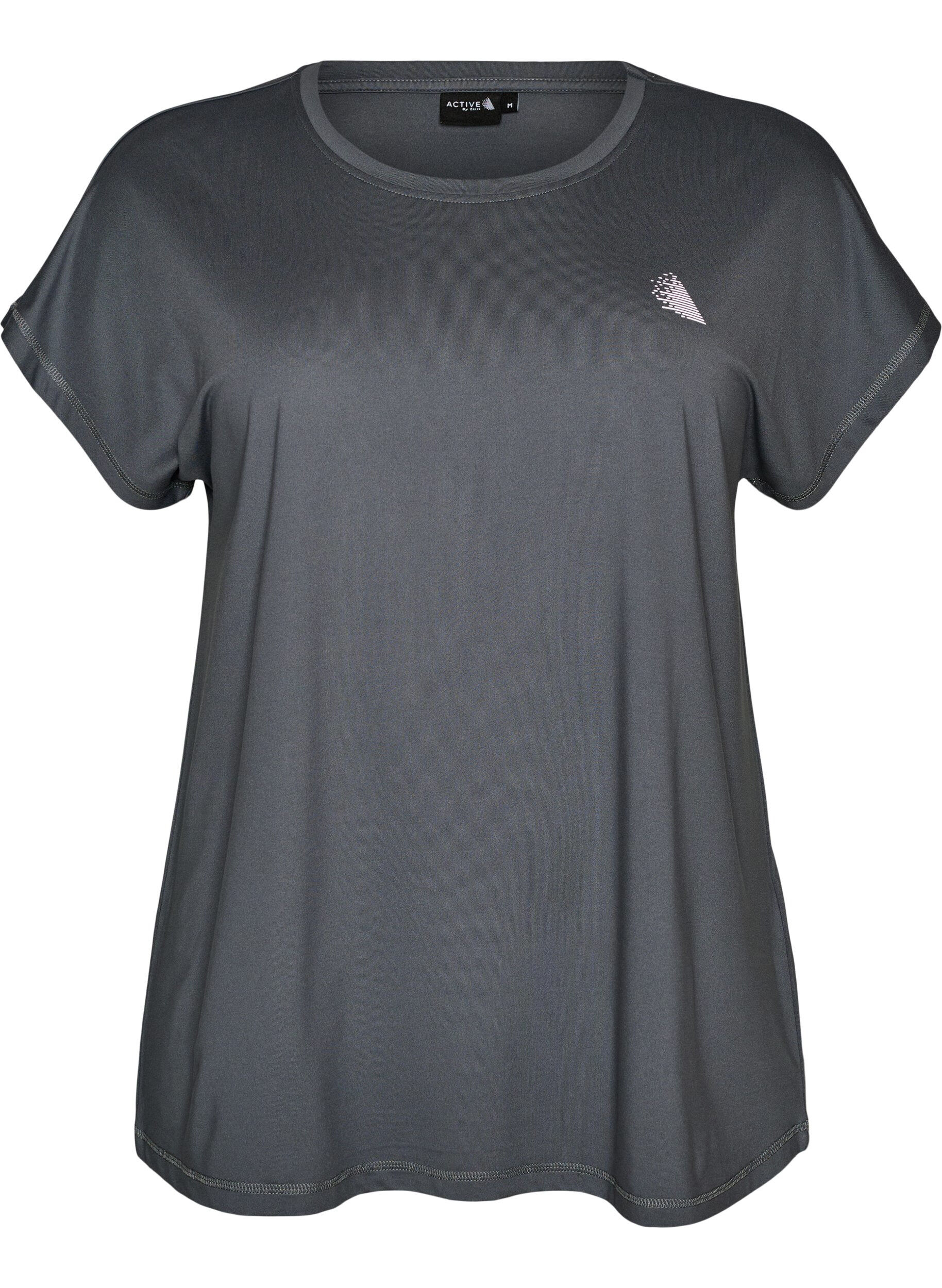 ZizziEinfarbiges Trainings-T-Shirt, Grau, Packshot image number 0