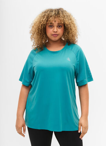 Kurzärmeliges Trainings-T-Shirt mit Rundhalsausschnitt, Green-Blue Slate, Model image number 0