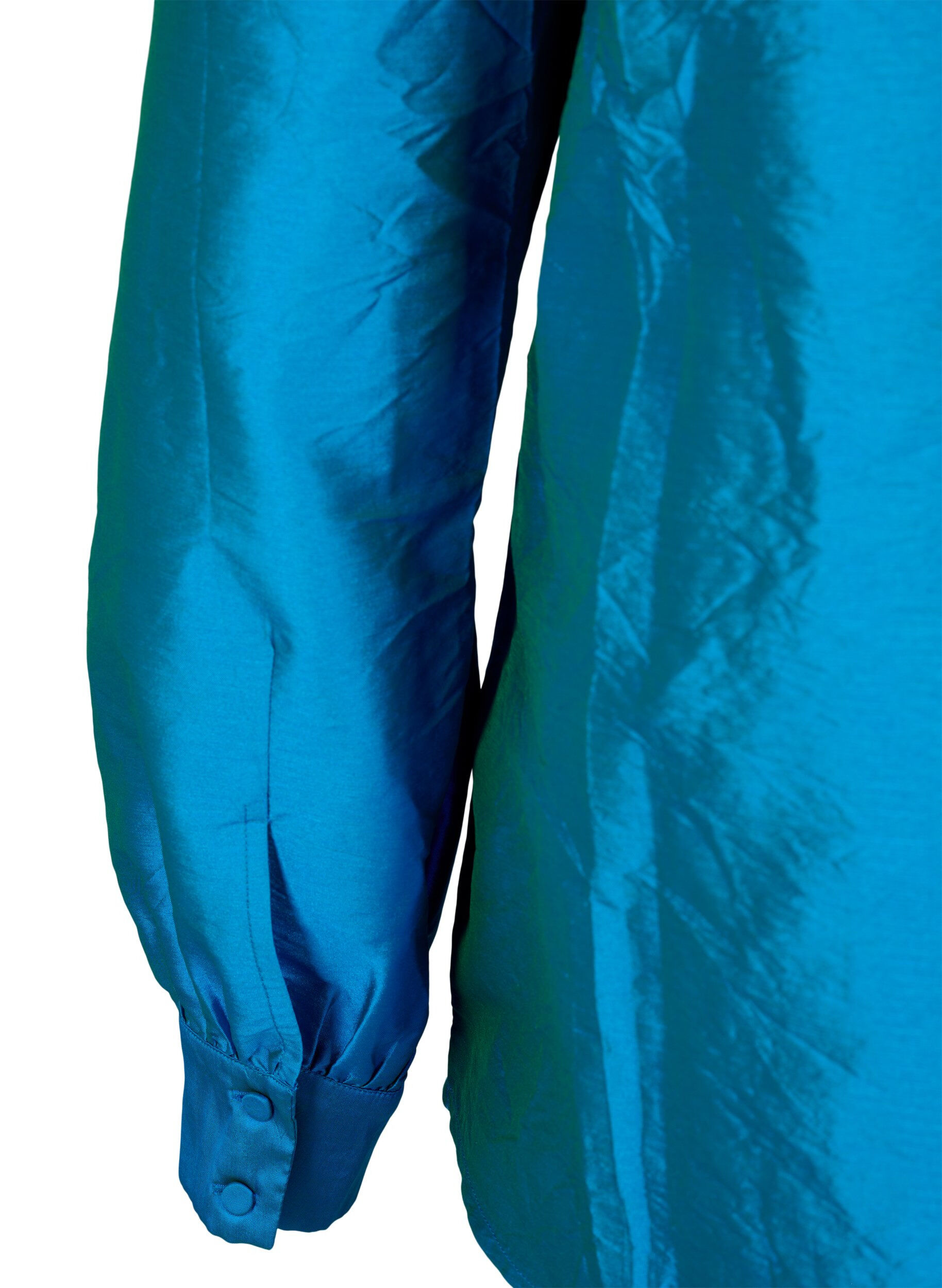 Zizzi Gl&auml;nzende Hemdbluse mit R&uuml;schen, Diva Blue, Packshot image number 3