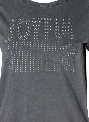 T-Shirt aus Baumwolle mit Nieten und Smock, Grey Wash, Packshot image number 2