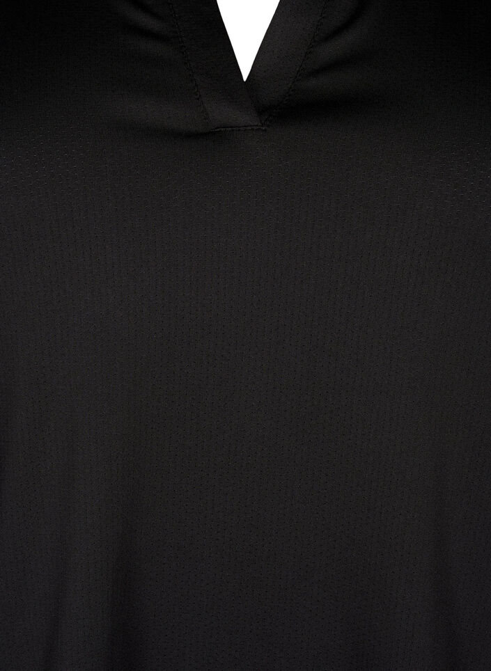Polo-T-Shirt mit V-Ausschnitt, Black, Packshot image number 2