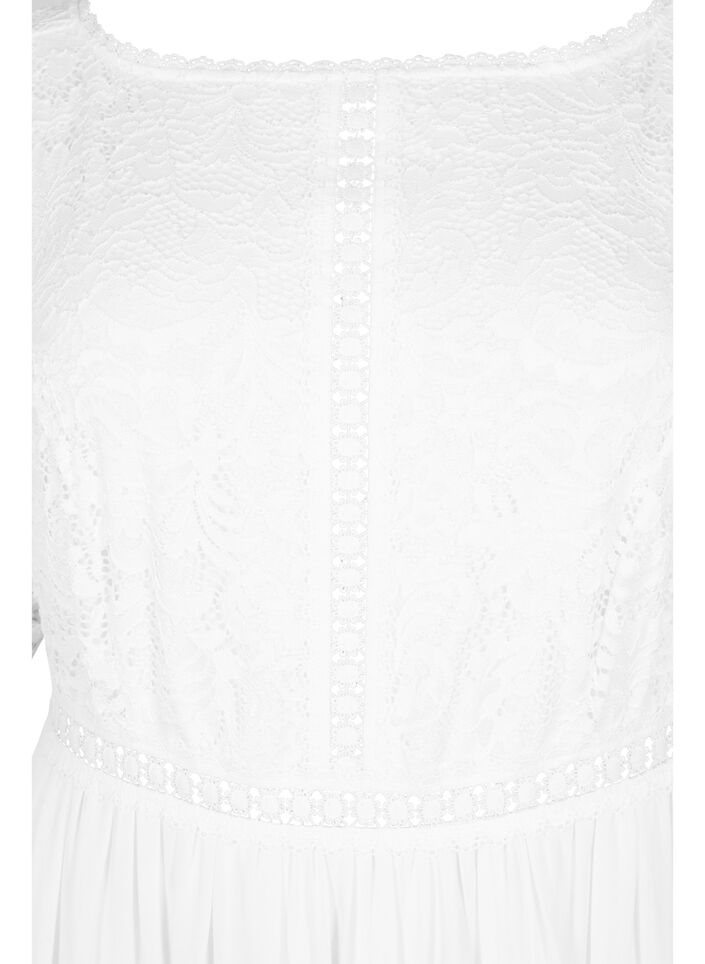 Maxikleid mit Rückenausschnitt und kurzen Ärmeln, Bright White, Packshot image number 2