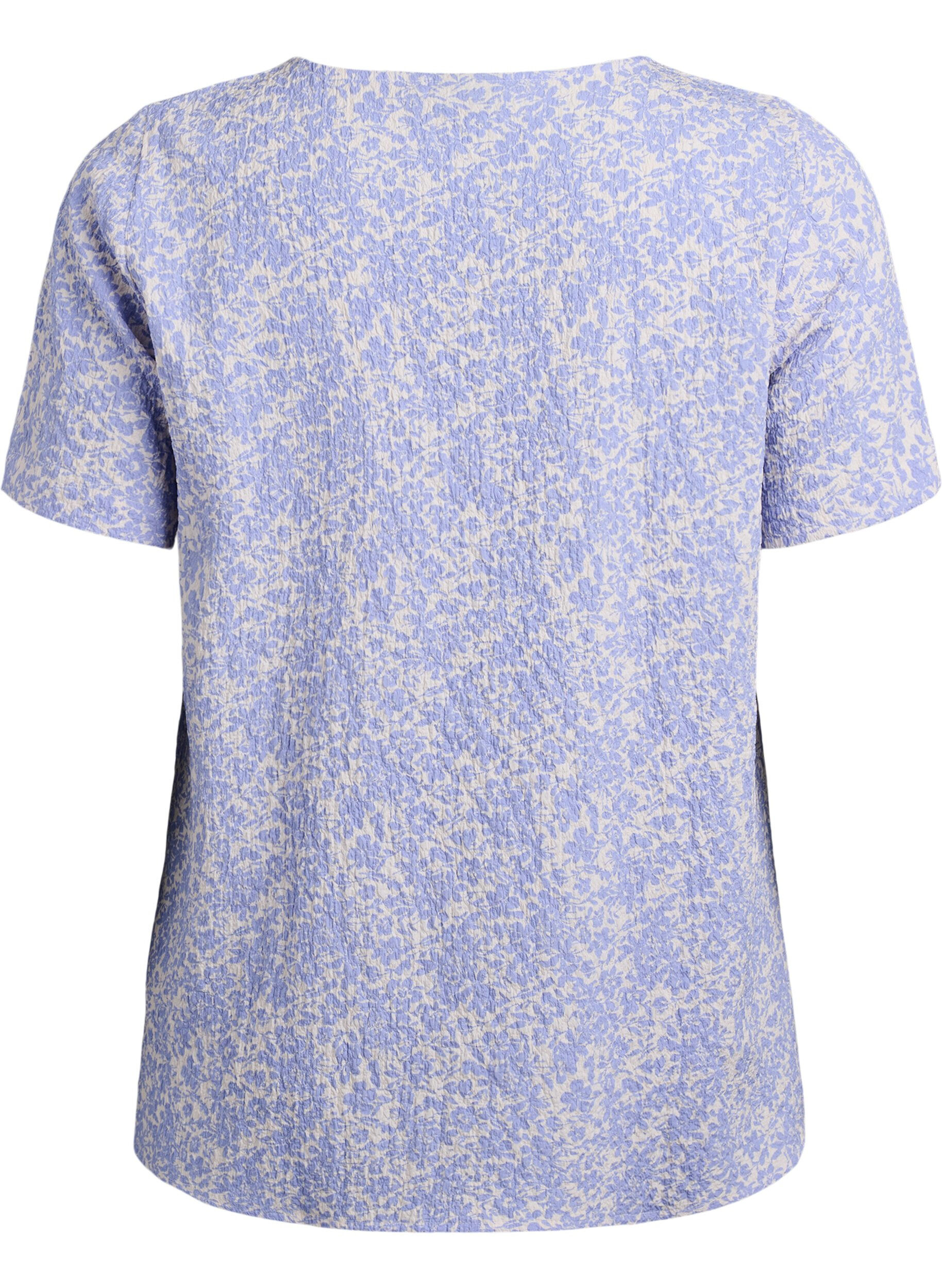 Zizzi FLASH - Bluse mit Struktur und kurzen &Auml;rmeln, Blau, Packshot image number 1