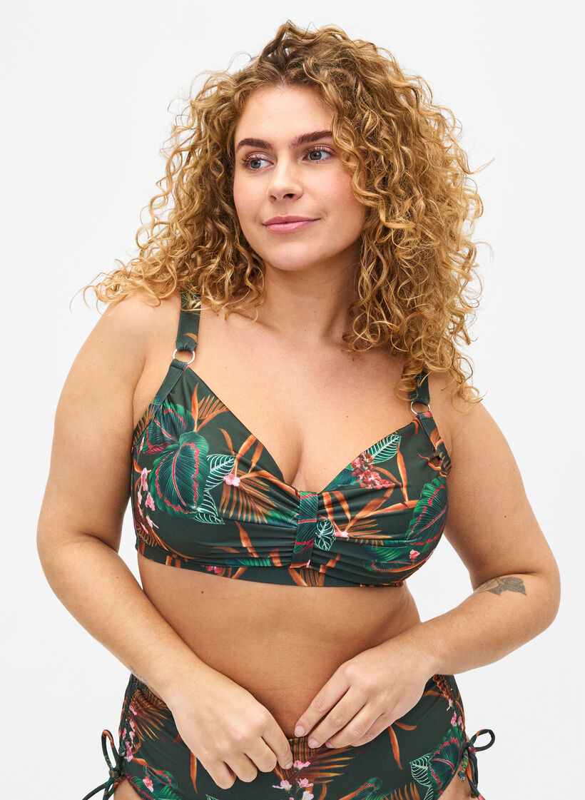 Bügel-Bikini-BH mit Motiv, Grün, Model image number 0