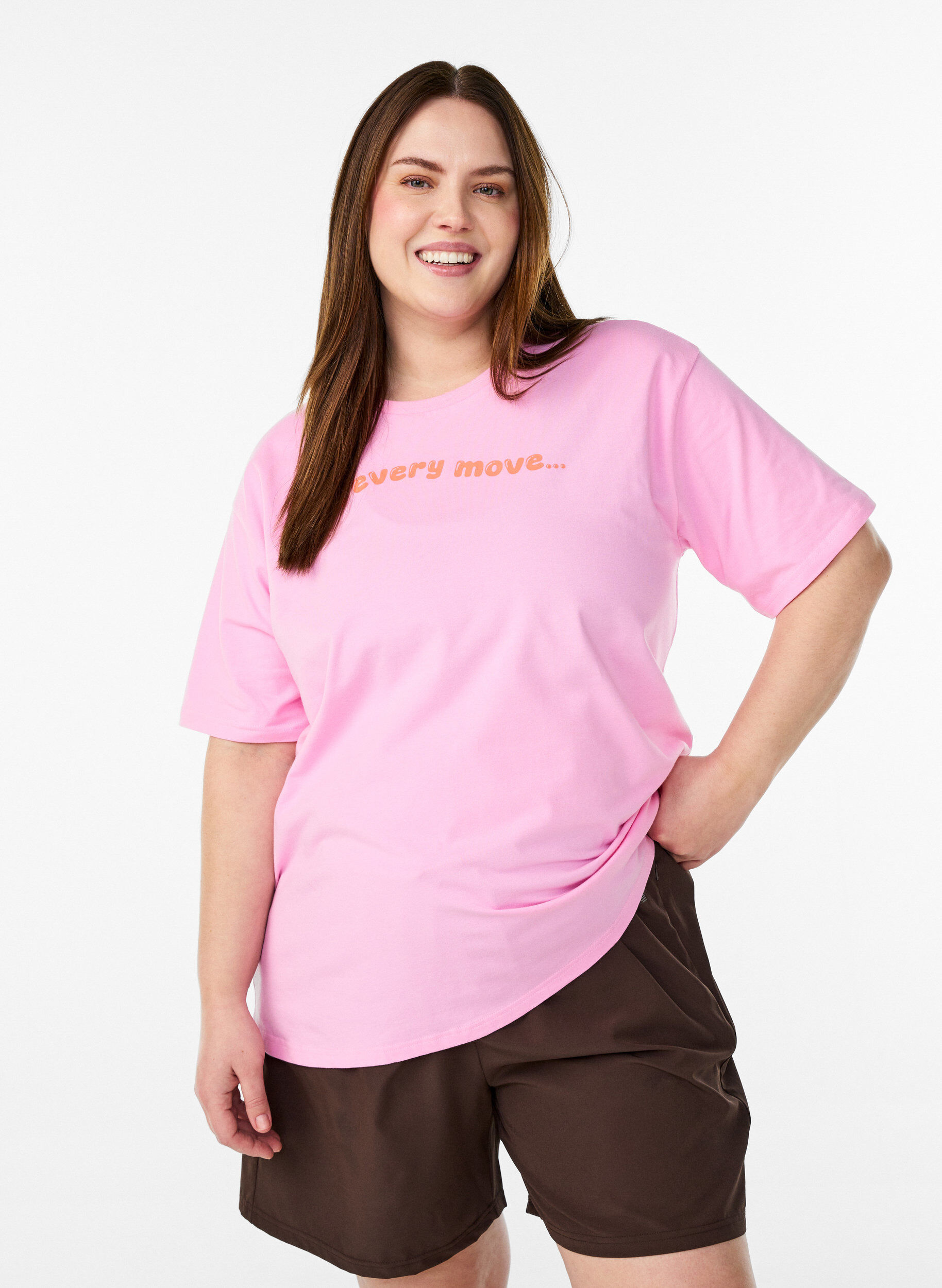 Sportliches T-Shirt aus Bio-Baumwolle, Pink, Model