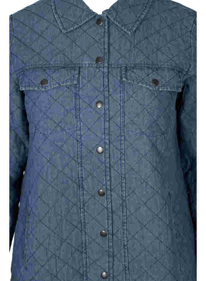 Gemusterte Jacke mit Knöpfen und Taschen, Blue denim, Packshot image number 2