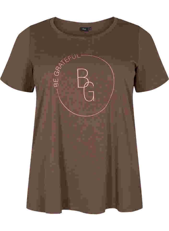 Kurzarm T-Shirt mit Print, Chestnut BG, Packshot image number 0
