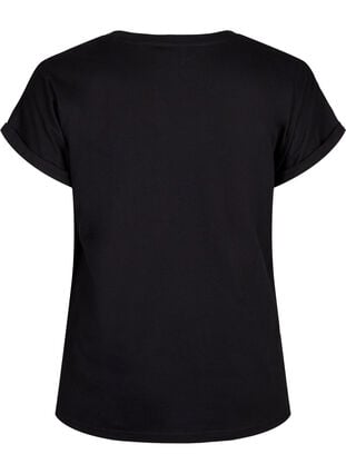T-Shirt aus Bio-Baumwolle mit Golddruck, Black W. Free, Packshot image number 1