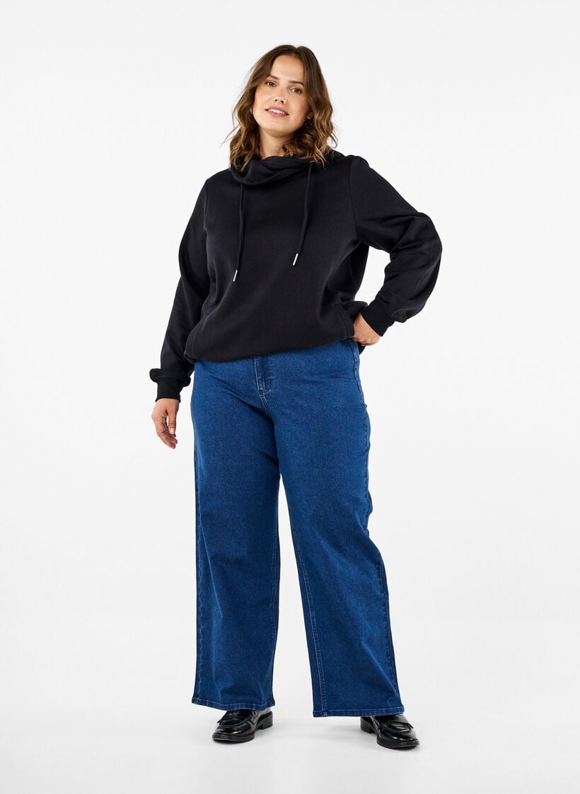 Jeans mit weiter Passform, Blau, Model image number 0