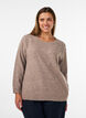 Bluse aus Strick mit Strasssteinen und Nieten, Beige, Model image number 0