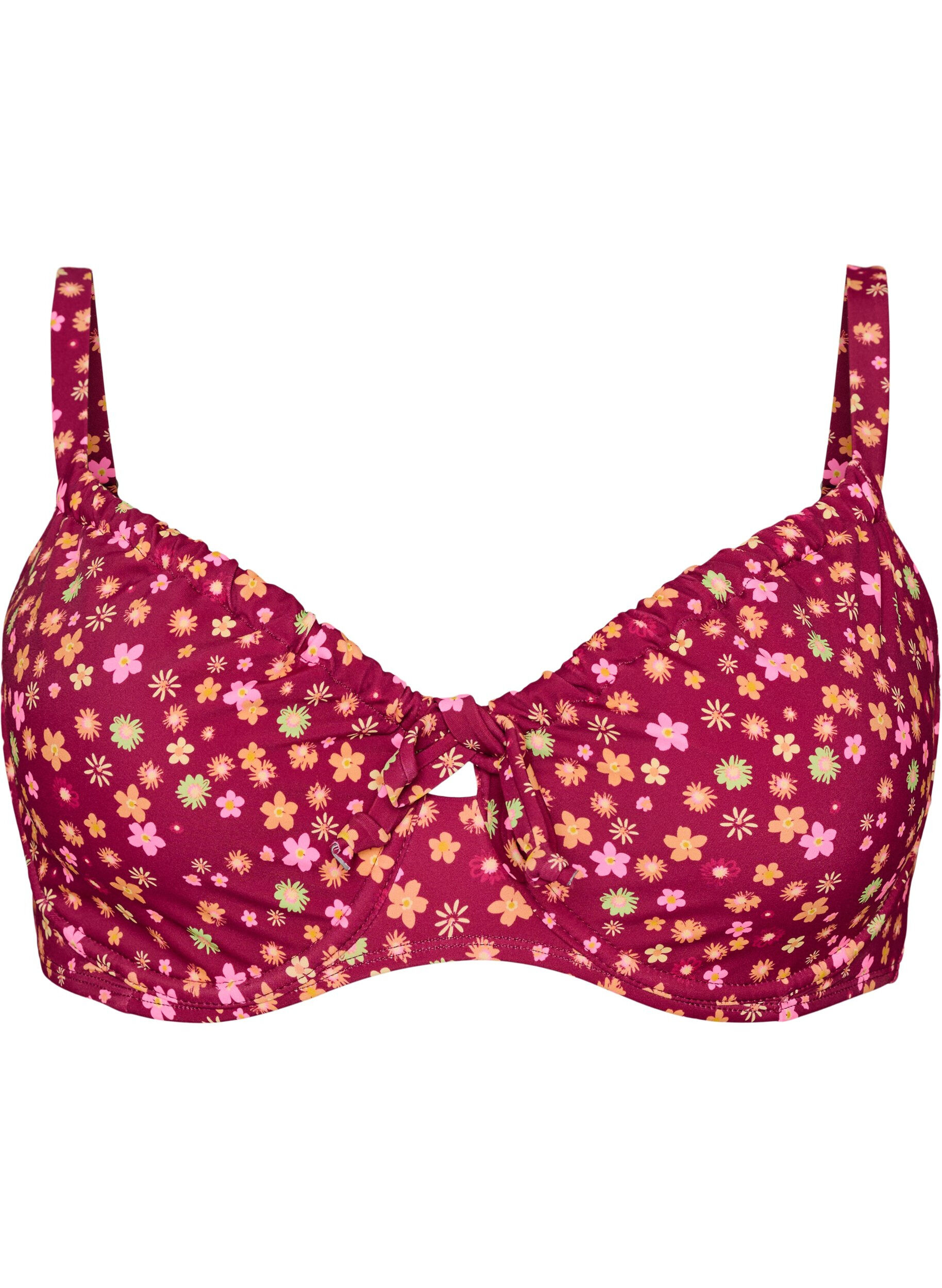 Zizzi Bikini Top mit B&uuml;gel und Tr&auml;gern zum Binden, Rot, Packshot image number 0